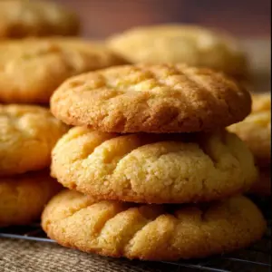 Delicious batch of homemade condensed milk cookies on a rustic wooden table