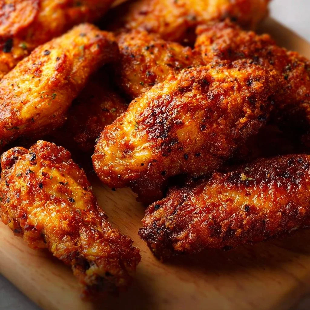 Crispy air fryer chicken wings served with dipping sauce