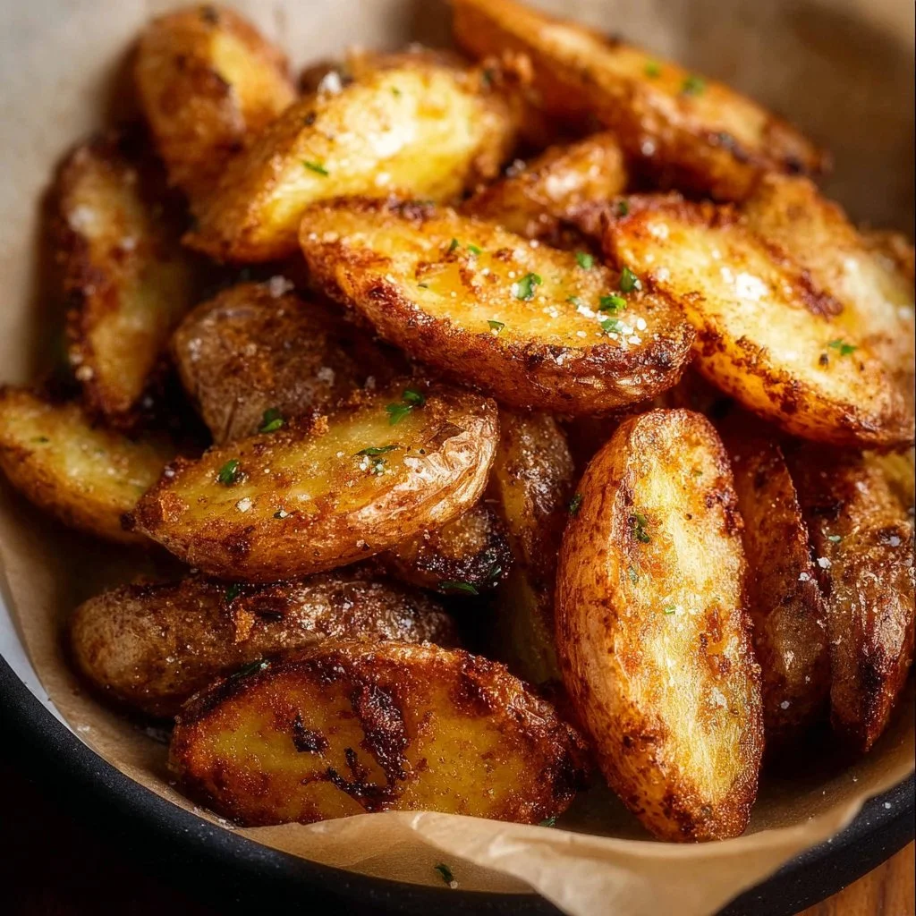 Crispy air fryer fingerling potatoes served in a bowl