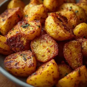 Crispy air fryer fried potatoes served on a plate