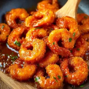 Crispy orange shrimp served on a plate with a zesty sauce