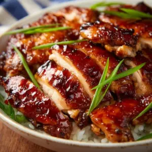 Air fryer soy sauce chicken served on a plate with garnish