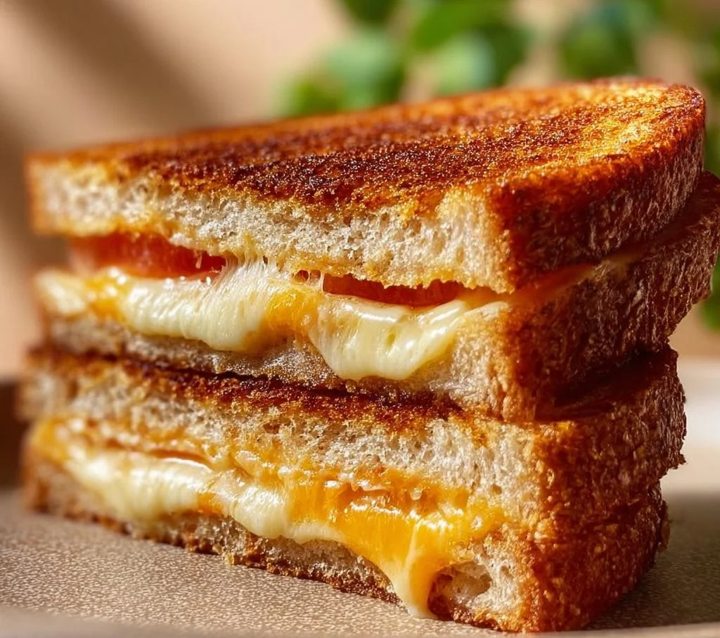 Crispy air fryer grilled cheese sandwich with golden brown crust