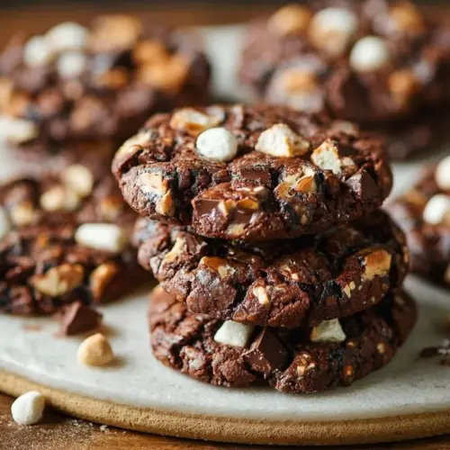 Delicious easy Rocky Road Cookies with chocolate and marshmallows