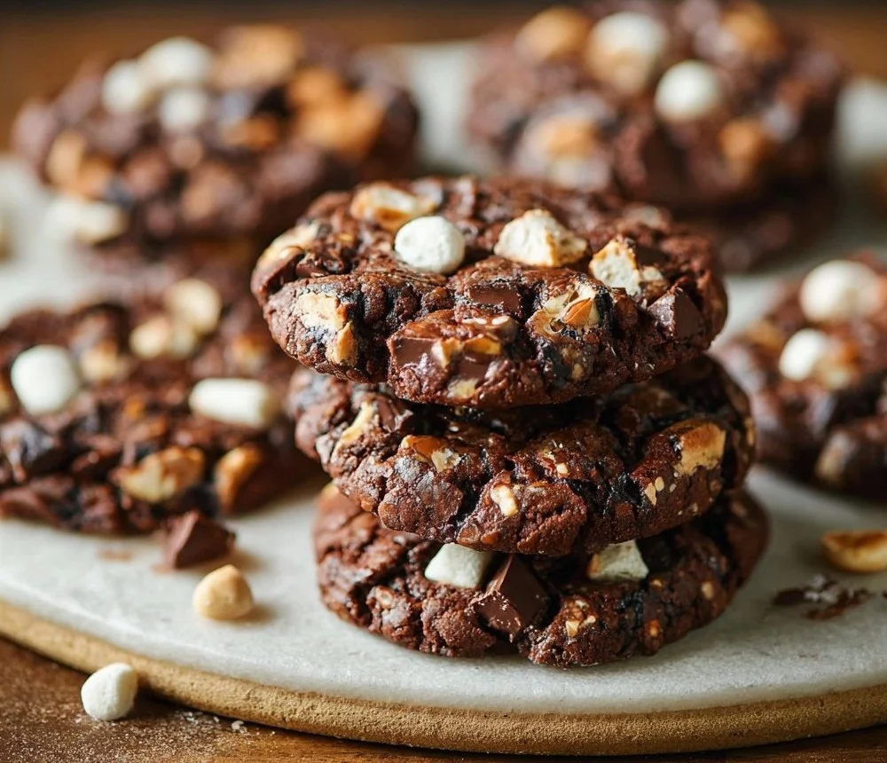 Delicious easy Rocky Road Cookies with chocolate and marshmallows