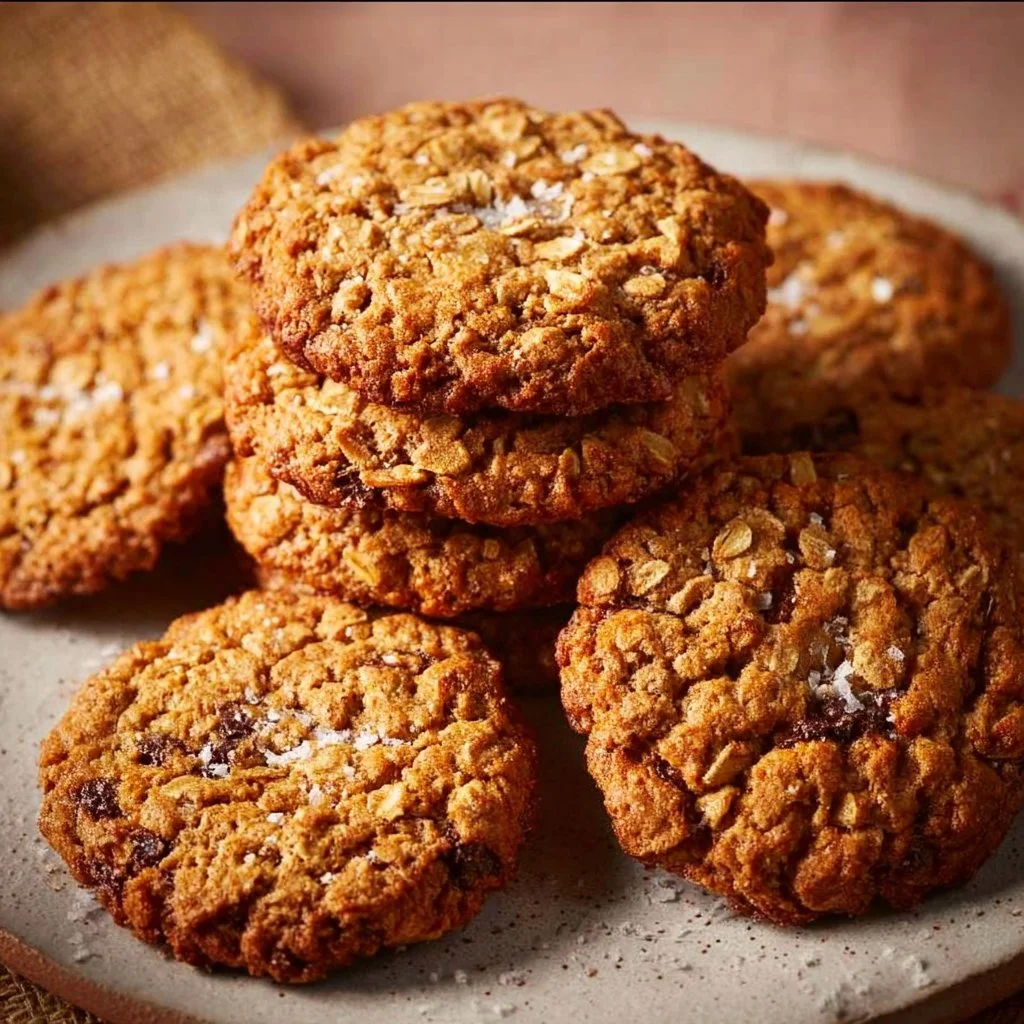 Delicious easy vegan oatmeal cookies on a plate