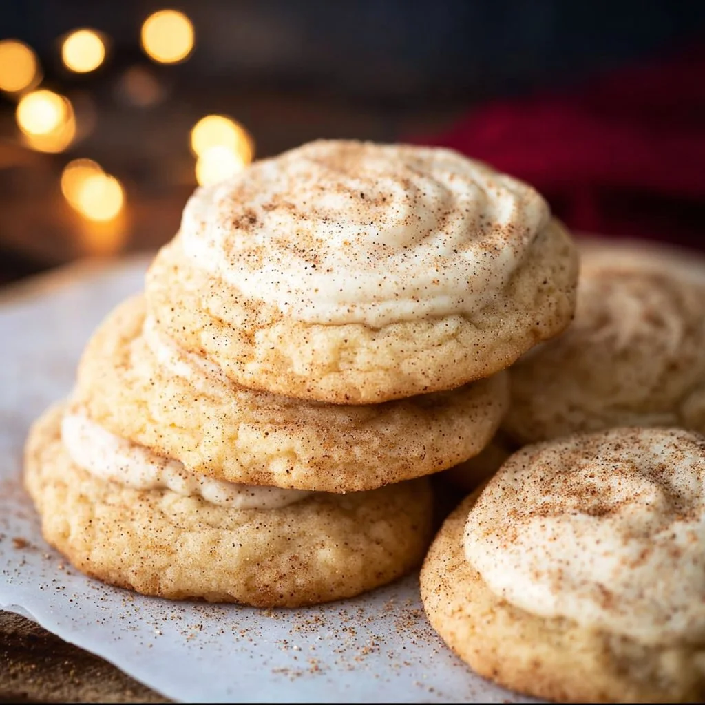 Delicious eggnog cookies topped with festive sprinkles and sitting on a plate.