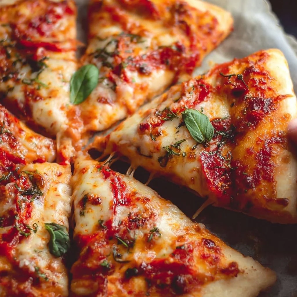 Extra cheesy homemade pizza topped with fresh ingredients and melted cheese