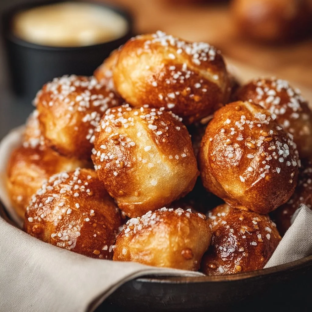 Fluffy air fryer pretzel bites ready in 10 minutes