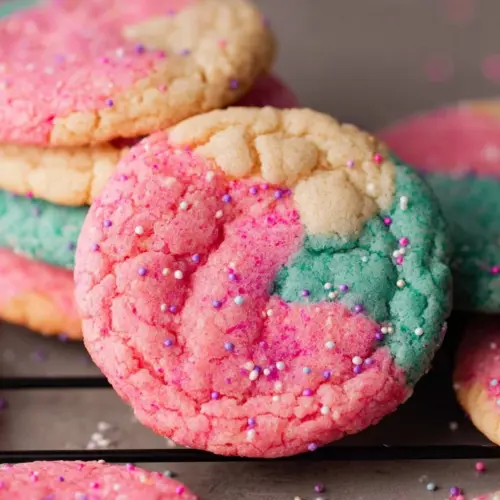 Colorful gender reveal cookies for a fun baby gender announcement.