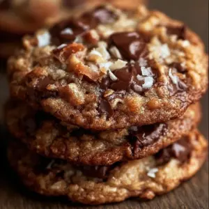 Delicious German Chocolate Cake Cookies with chocolate frosting and coconut