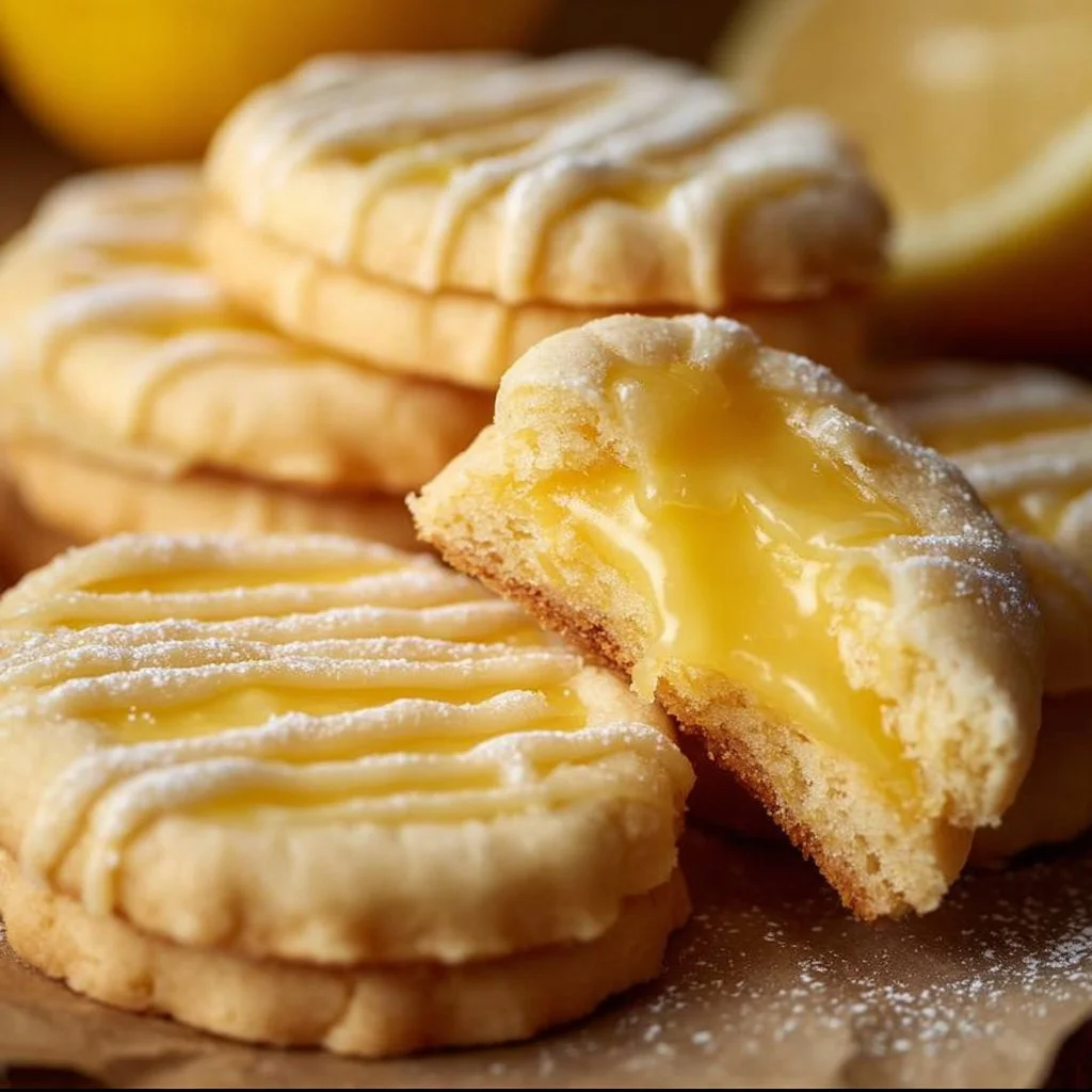 Plate of delicious lemon curd cookies with lemon zest garnish.
