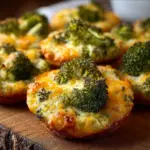 Homemade low carb broccoli cheese rounds on a plate