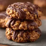 Delicious no bake peanut butter chocolate cookies on a plate