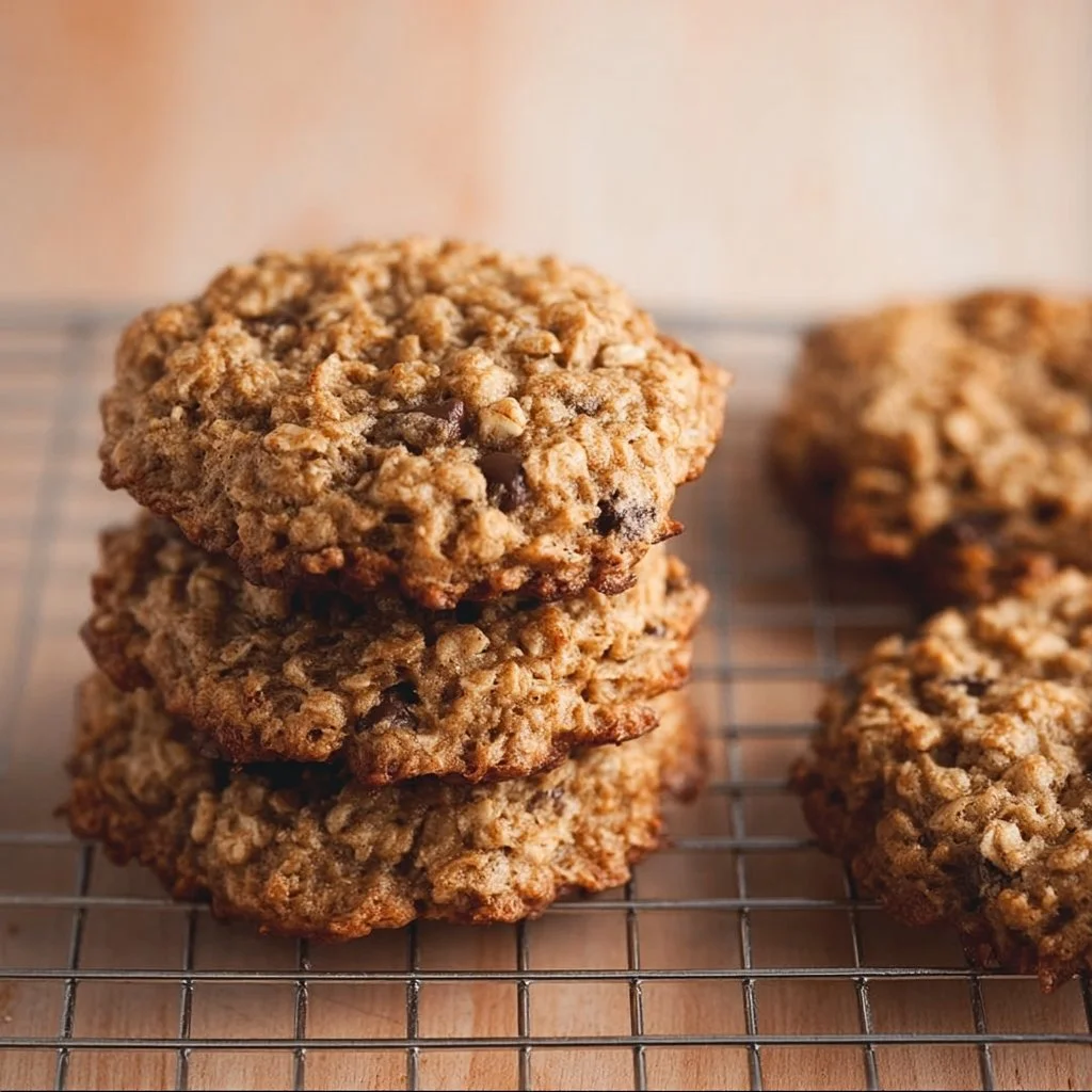 Peanut butter banana oatmeal cookies fresh out of the oven