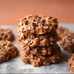 Delicious peanut butter no-bake cookies on a plate