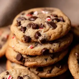 Baking fresh Peppermint Chocolate Chip Cookies for a festive treat