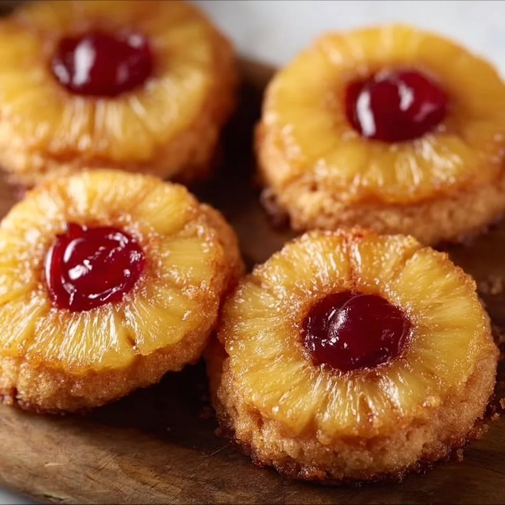 Delicious Pineapple Upside Down Cookies arranged on a plate with vibrant colors.