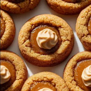 Homemade Pumpkin Pie Cookies on a plate, drizzled with icing and sprinkled with spices