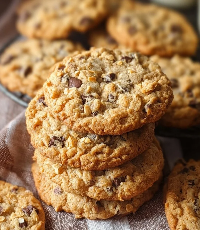 Delicious homemade Ranger Cookies with oats, chocolate chips, and nuts