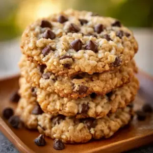 Batch of Rice Krispie chocolate chip cookies on a baking sheet