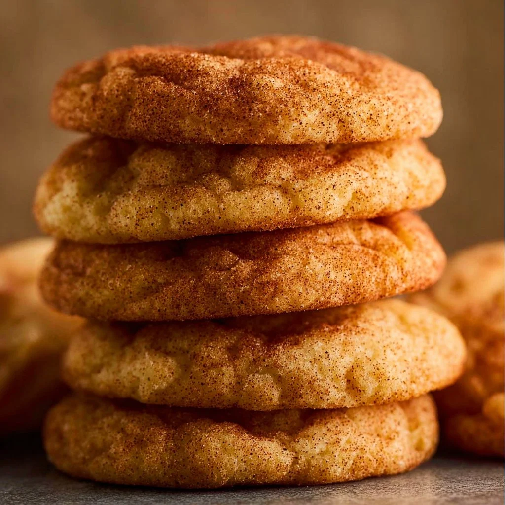 Freshly baked Snickerdoodle Cookies with cinnamon sugar topping