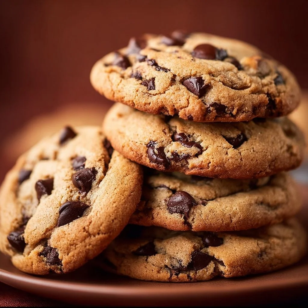 Plate of freshly baked soft and chewy chocolate chip cookies