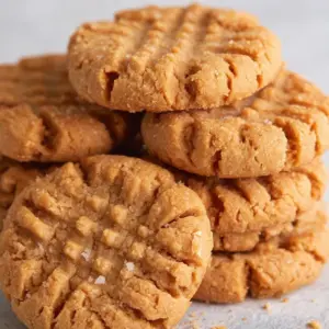 Delicious sourdough peanut butter cookies on a baking tray