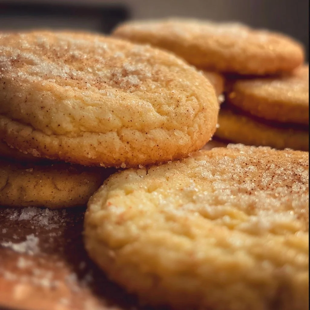 Freshly baked sourdough sugar cookies on a cooling rack