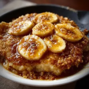 A delicious Southern Banana Cobbler showcasing ripe bananas and a golden crispy topping.