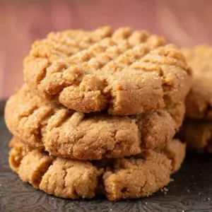 Delicious vegan peanut butter cookies on a baking tray