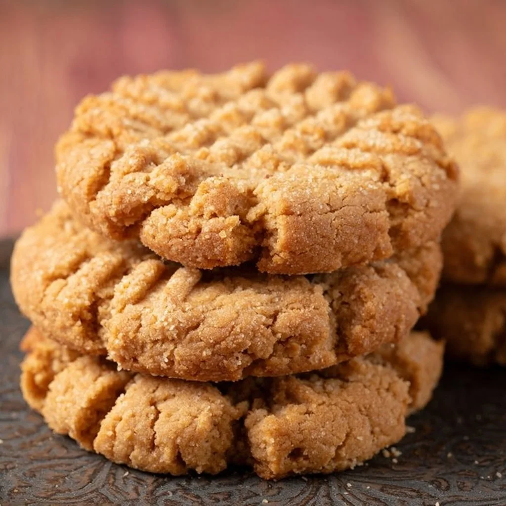 Delicious vegan peanut butter cookies on a baking tray
