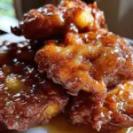 Delicious homemade apple fritters dusted with powdered sugar