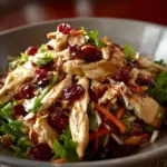 Healthy Asian Chicken Cranberry Salad with vibrant ingredients and textures.