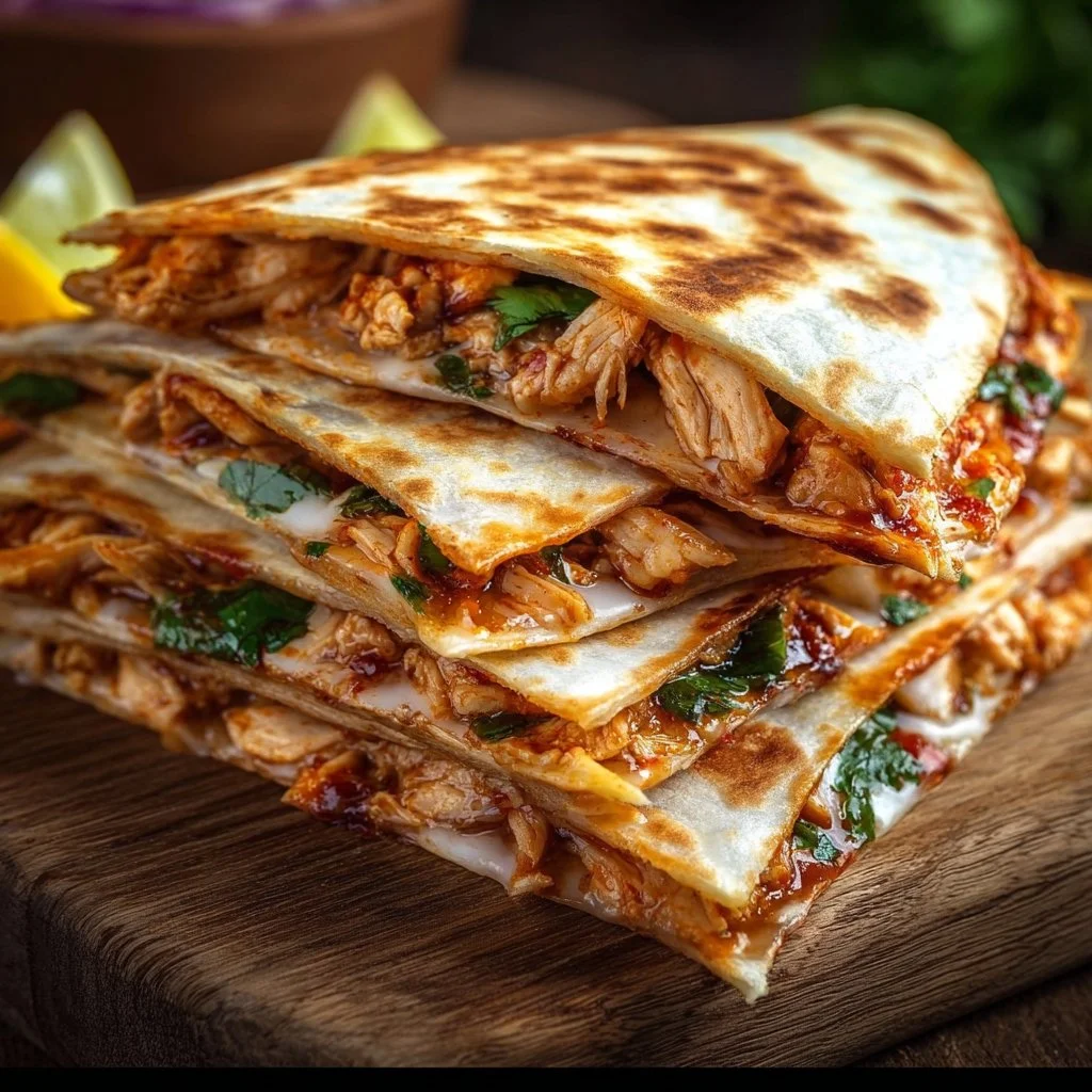Delicious BBQ Chicken Quesadillas filled with smoky chicken and melted cheese