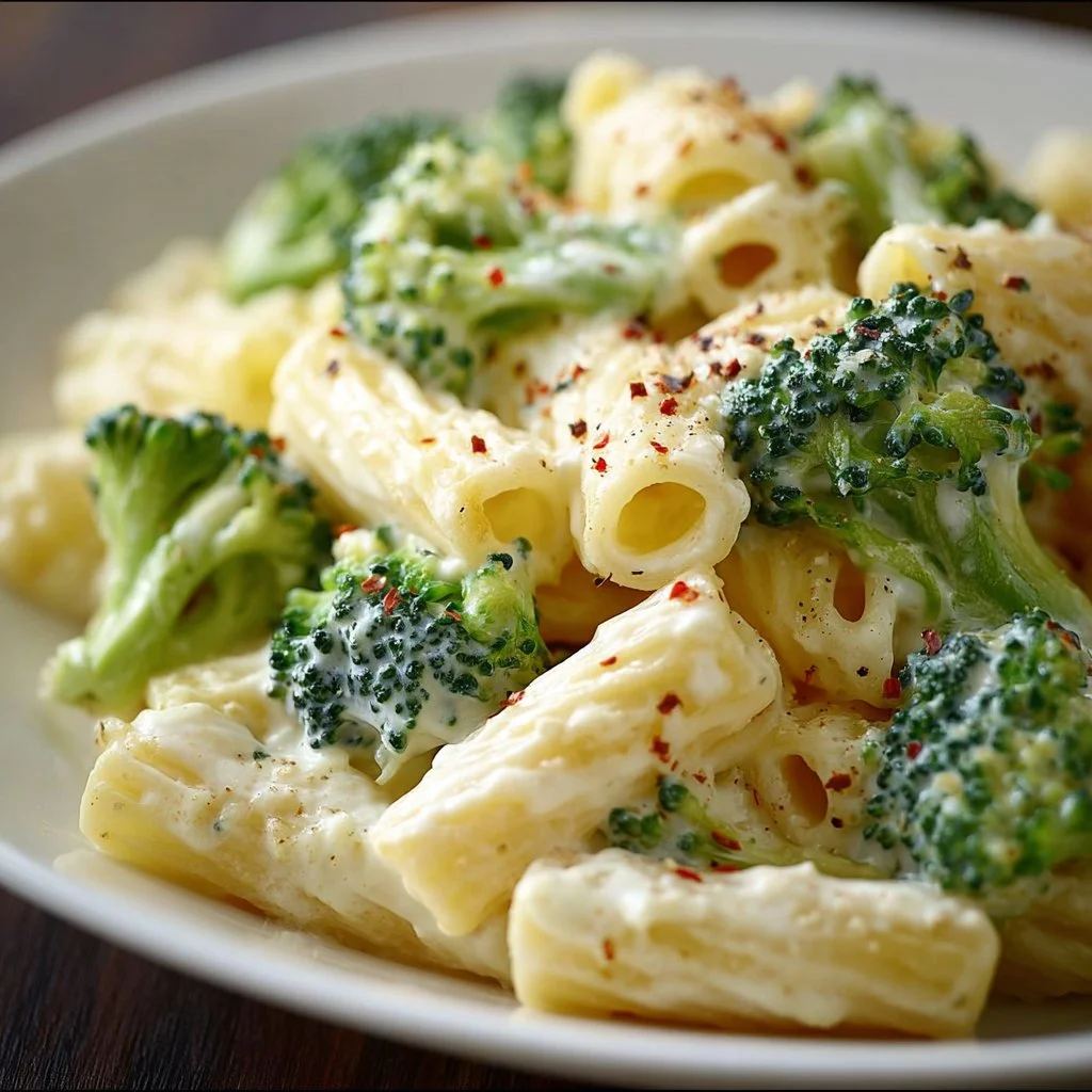 Boursin cheese pasta with broccoli in a creamy sauce