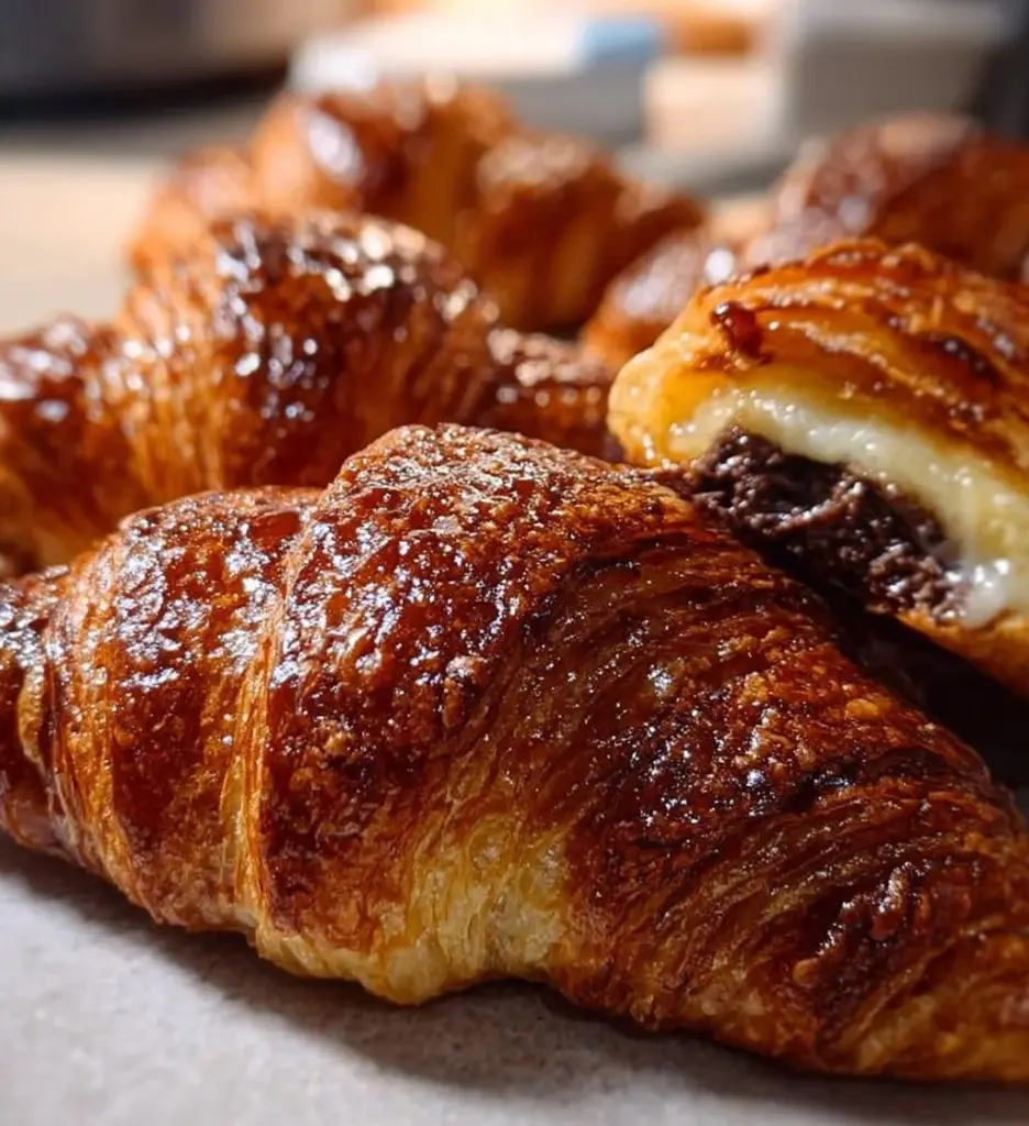Brownie batter croissants with a rich chocolate filling