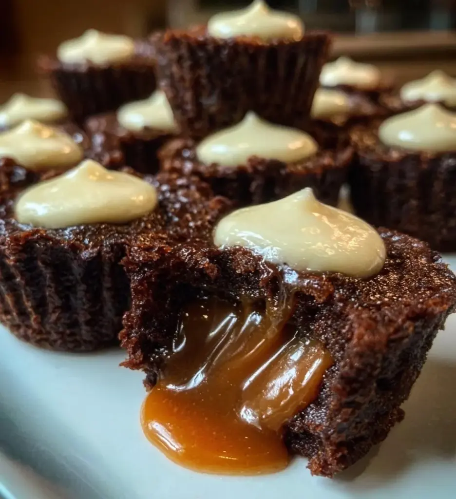 Delicious brownie bites with caramel filling for a sweet dessert