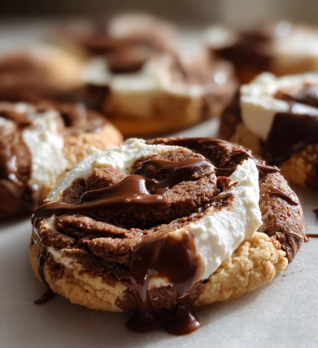 Delicious Chocolate Marshmallow Swirl Cookies with chocolate and fluffy marshmallow layers