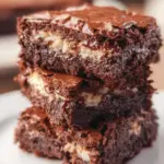 Delicious homemade Coconut Brownies topped with shredded coconut and chocolate.