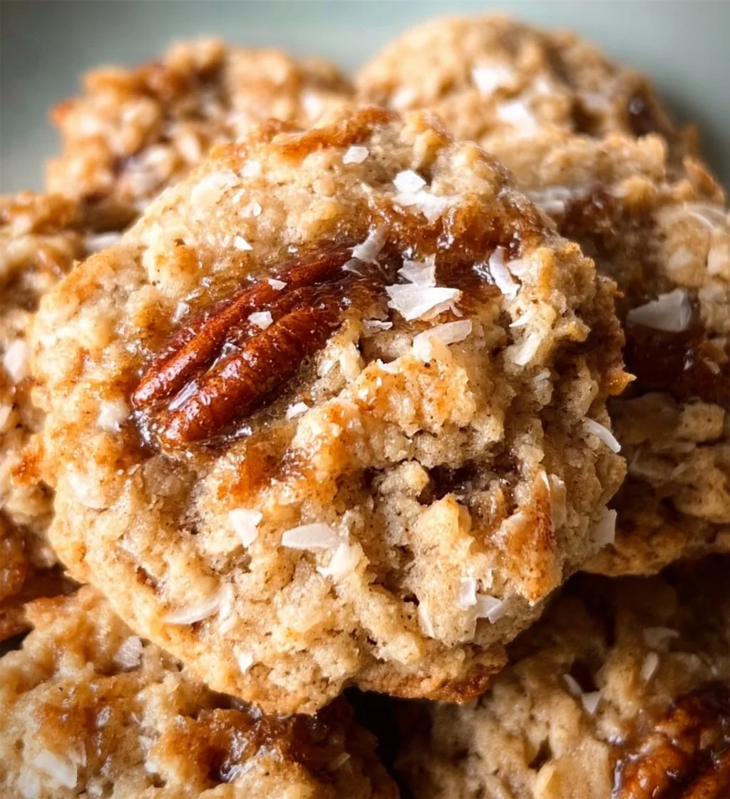 Delicious Coconut Pecan Cookies with coconut flakes and crunchy pecans