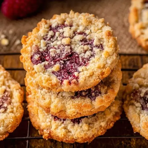 Delicious raspberry crumble cookies inspired by Costco's recipe, showcasing a perfect crumble topping