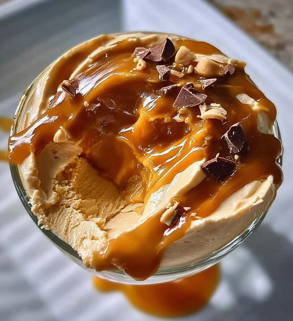 Delicious Cottage Cheese Peanut Butter Mousse in a dessert bowl