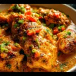 Creamy Coconut Milk Chicken dish garnished with fresh herbs