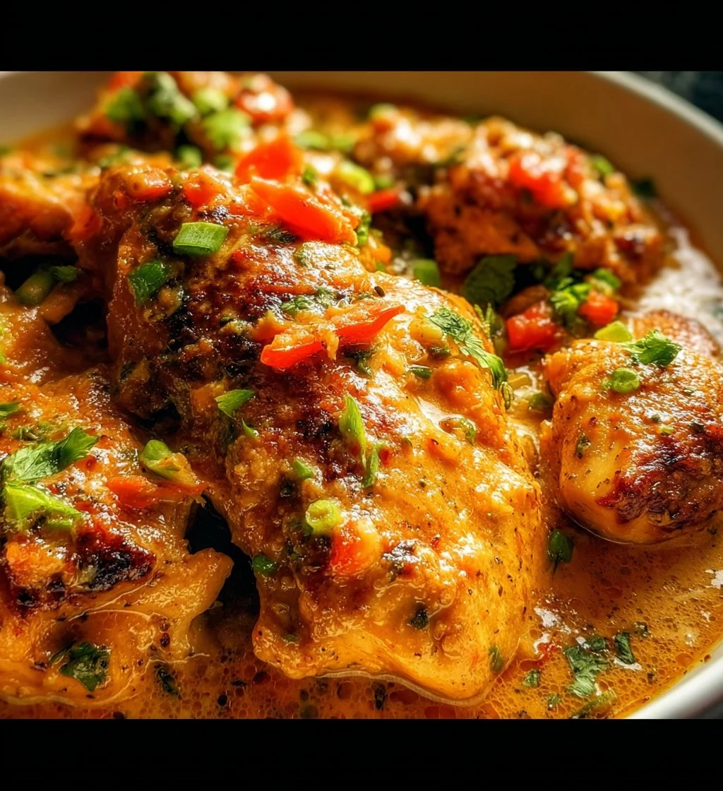Creamy Coconut Milk Chicken dish garnished with fresh herbs