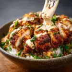 Delicious Crispy Cajun Chicken Rice Bowl with vibrant vegetables and spices