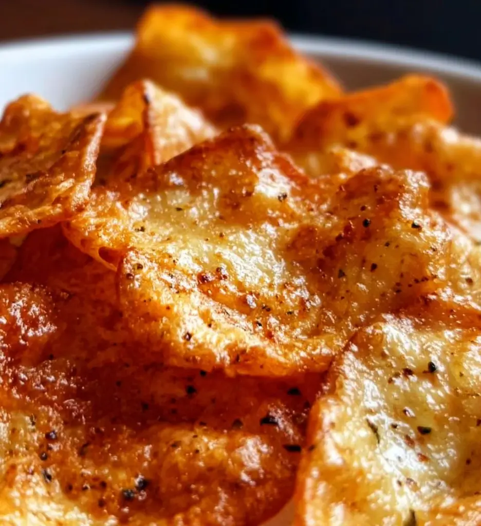 Crispy homemade cottage cheese chips served as a healthy snack