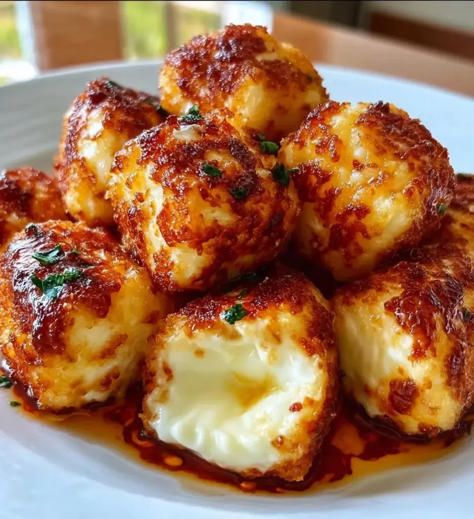 Delicious Crispy Cottage Cheese Mozzarella Bites ready to serve as a snack or appetizer.