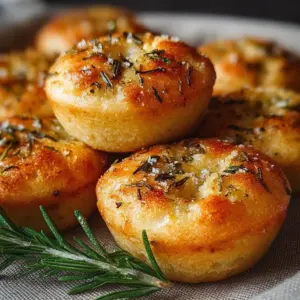 Delicious garlic rosemary focaccia muffins baked to perfection.