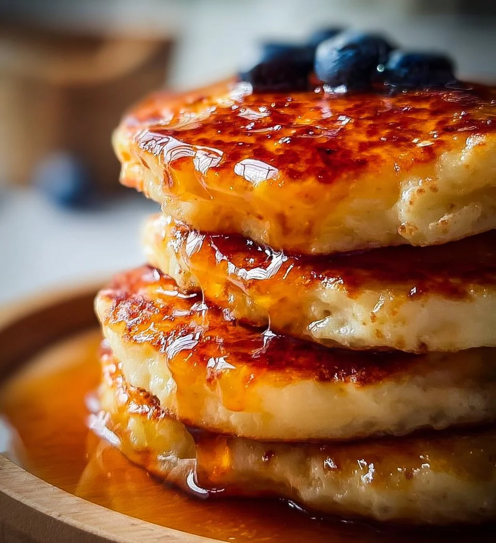 Healthy cottage cheese pancakes made with three simple ingredients